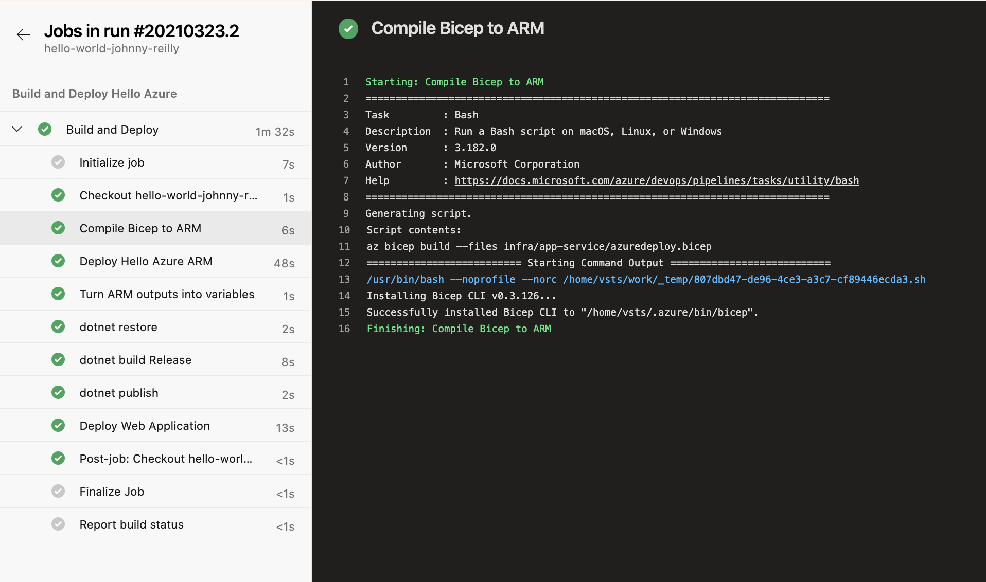 Bicep in an Azure Pipeline