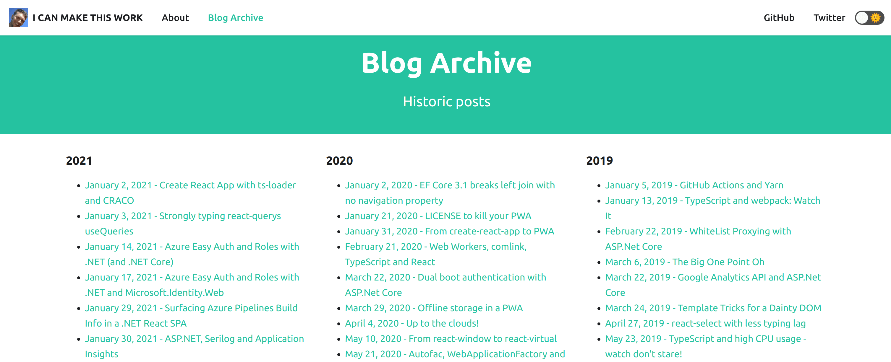 Docusaurus blog archive