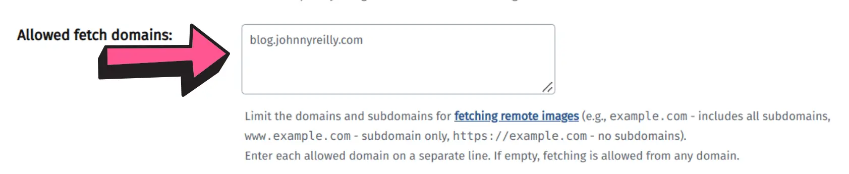 screenshot of Cloudinary settings with the allowed fetch domains restricted to blog.johnnyreilly.com