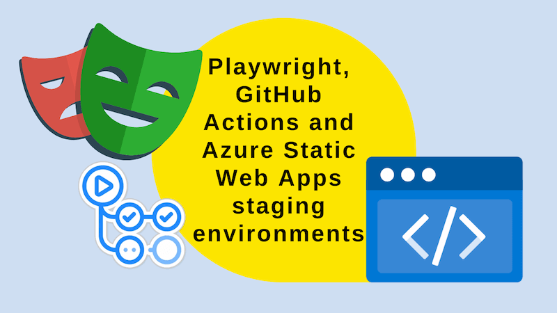 title image reading &quot;Playwright, GitHub Actions and Azure Static Web Apps staging environments&quot; with product logos