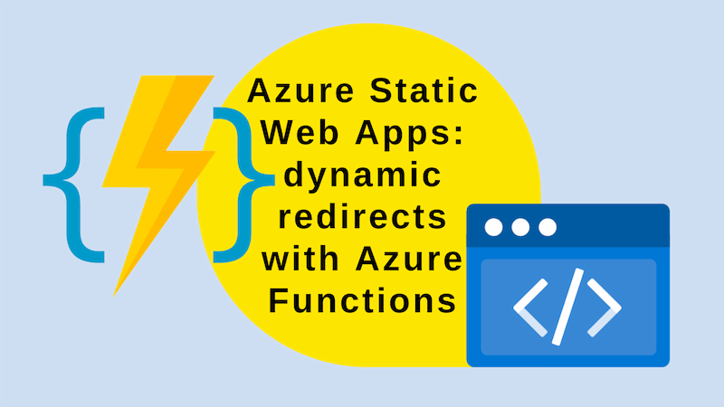 title image reading &quot;Azure Static Web Apps: dynamic redirects with Azure Functions&quot; with the Static Web Apps and Azure Functions logo